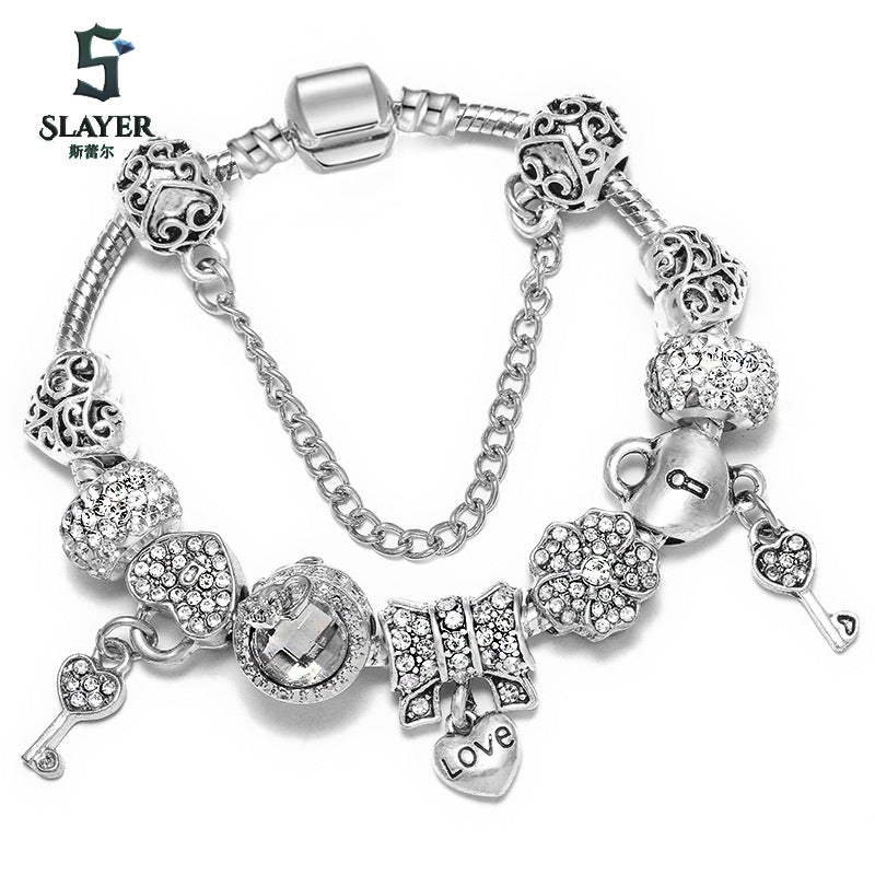Heart Lock Key Letter Pendant Women's Bracelet