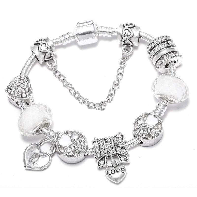 Heart Lock Key Letter Pendant Women's Bracelet