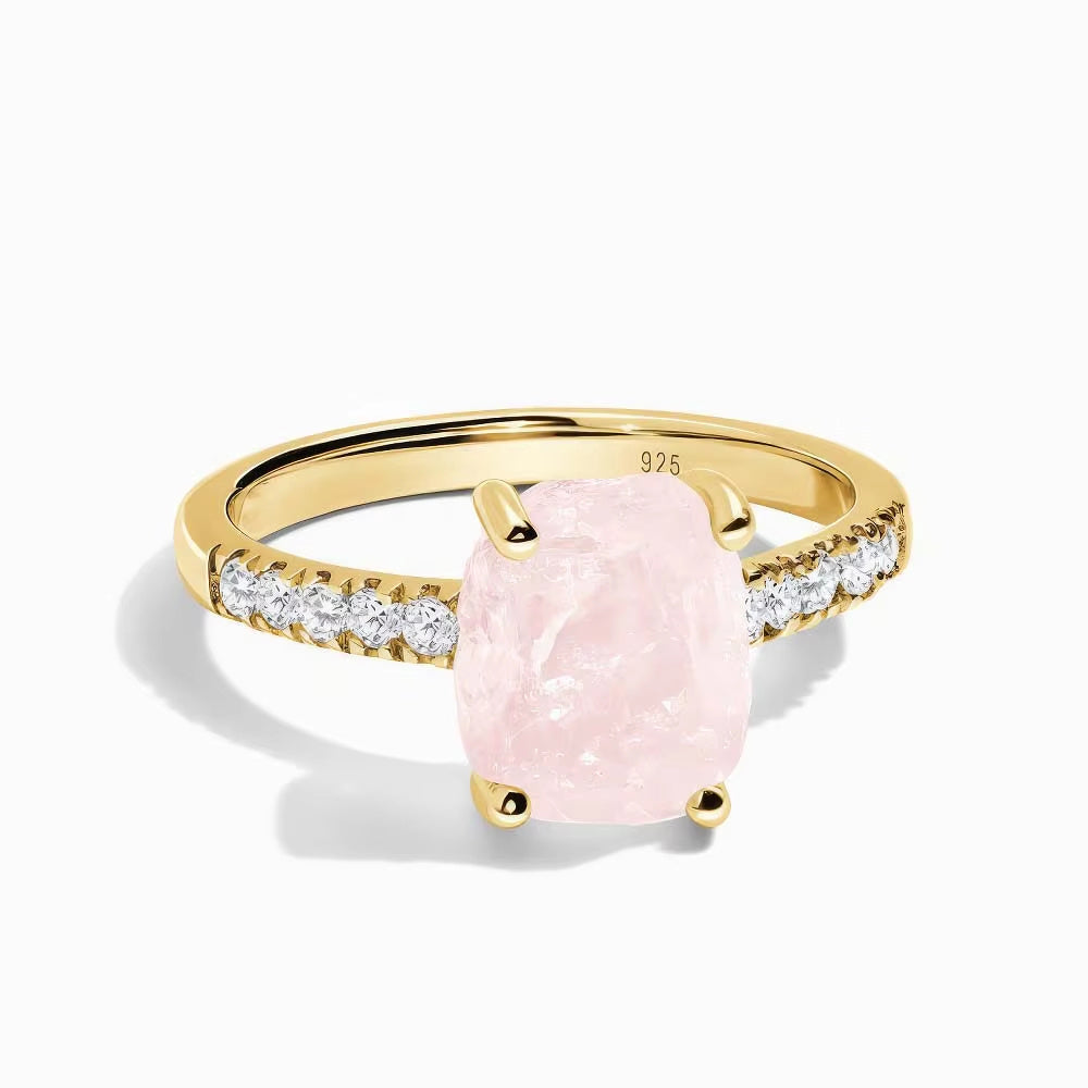 Fashion Raw Aquamarine Moonlight Women's Ring