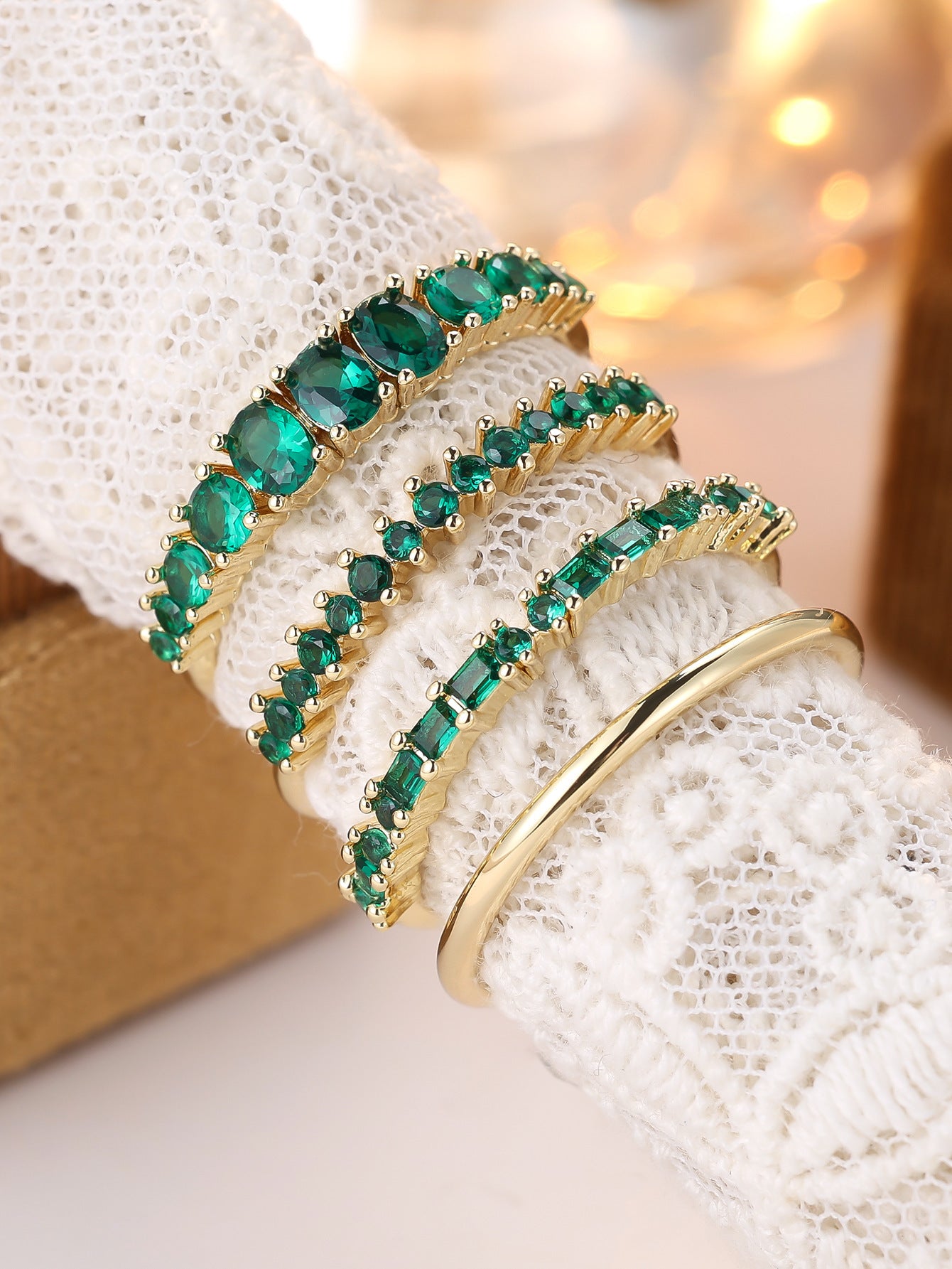 Round Color Zirconium Four-piece Ring