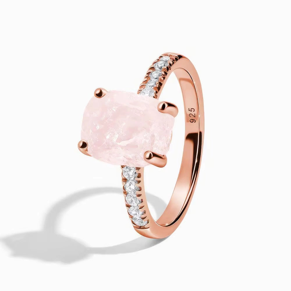 Fashion Raw Aquamarine Moonlight Women's Ring