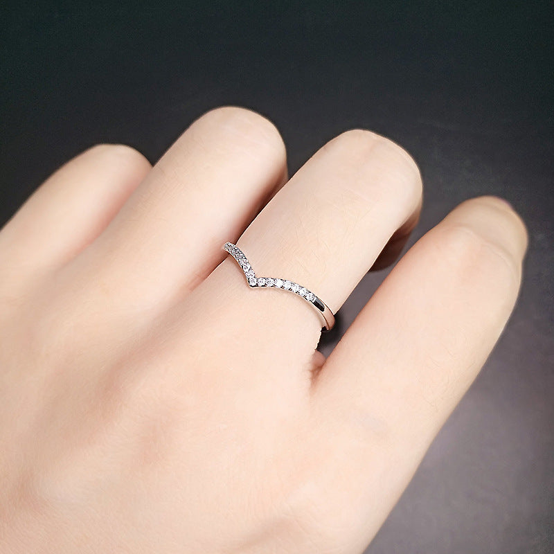 V-shaped Gang Drill Zircon Ring For Women