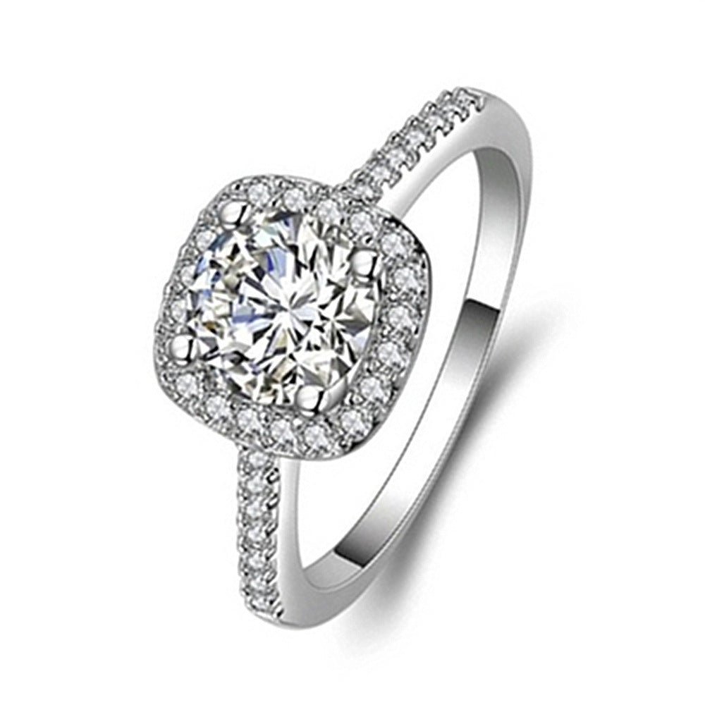 White Gold Plated Bracelet Eight Hearts And Eight Arrows Zircon Ring