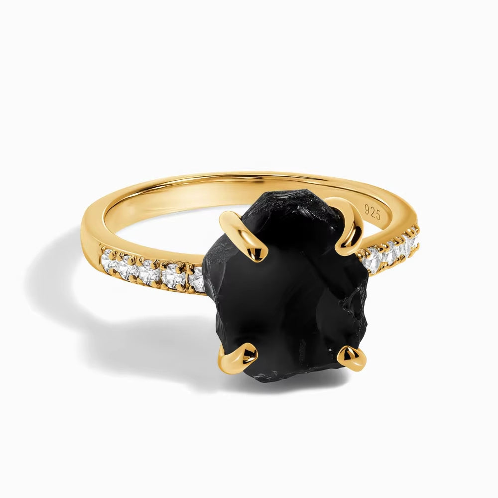 Fashion Raw Aquamarine Moonlight Women's Ring