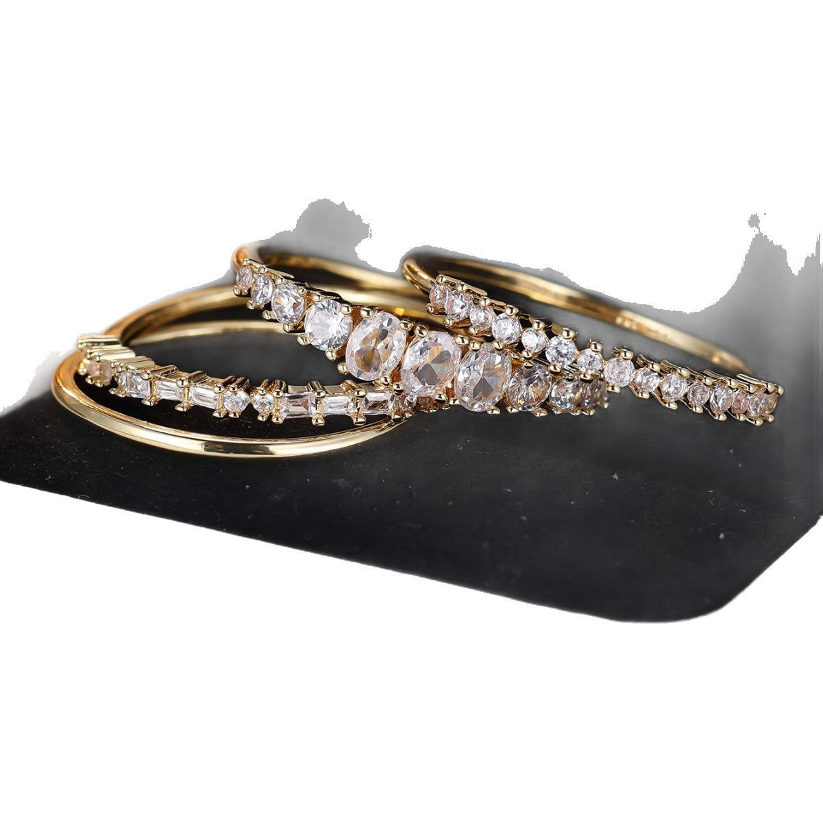 Round Color Zirconium Four-piece Ring