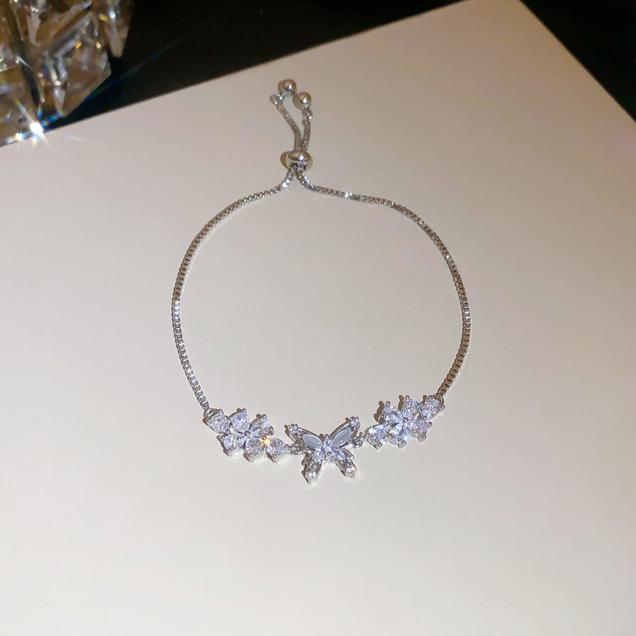 Flower Butterfly Pendant Bracelet For Women