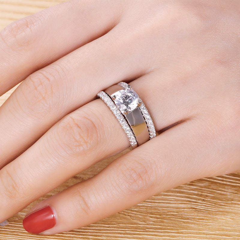 Couple Couple Rings Simple Zircon Three-piece Set