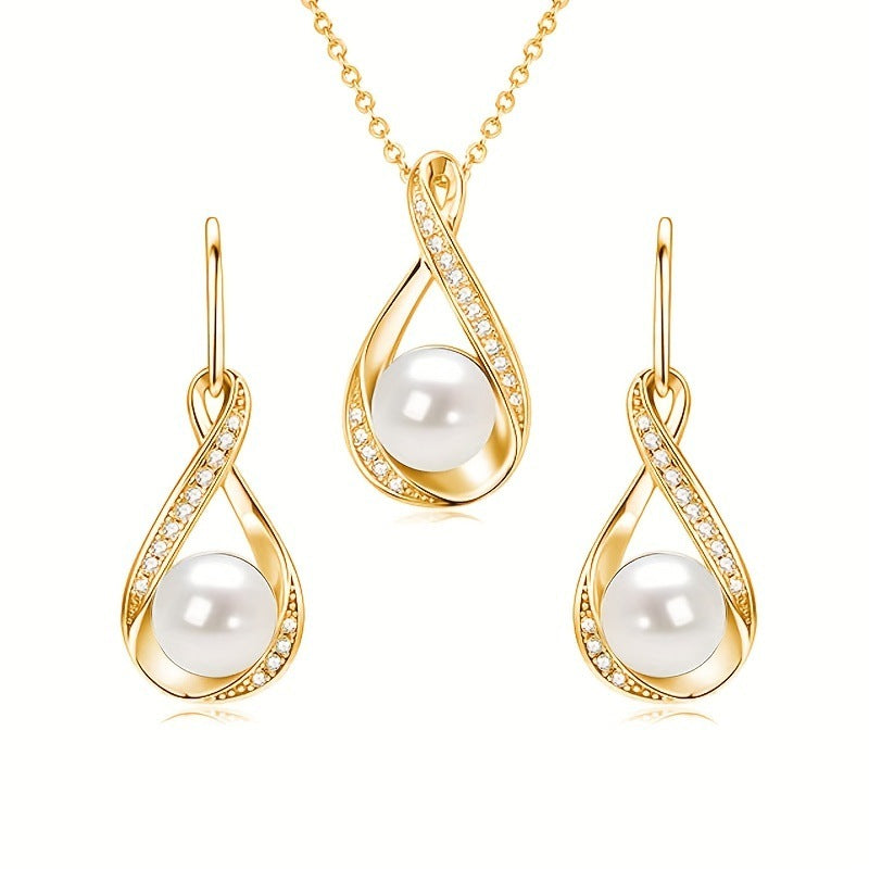Simulated Pearl Jewelry Diamond Inlaid Clavicle Chain To Give Mom