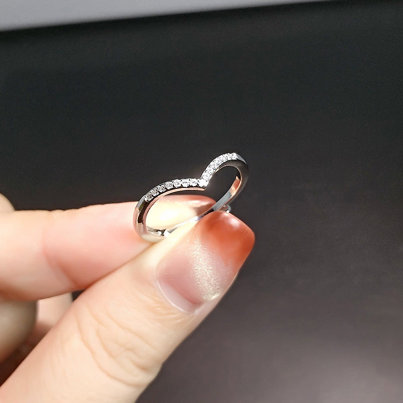 V-shaped Gang Drill Zircon Ring For Women
