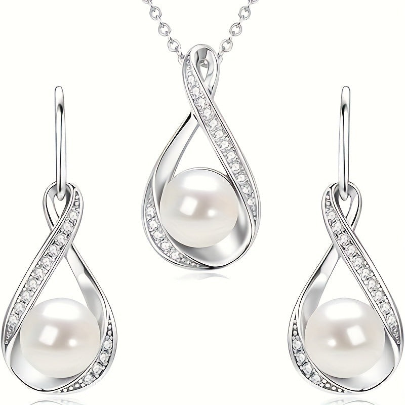 Simulated Pearl Jewelry Diamond Inlaid Clavicle Chain To Give Mom