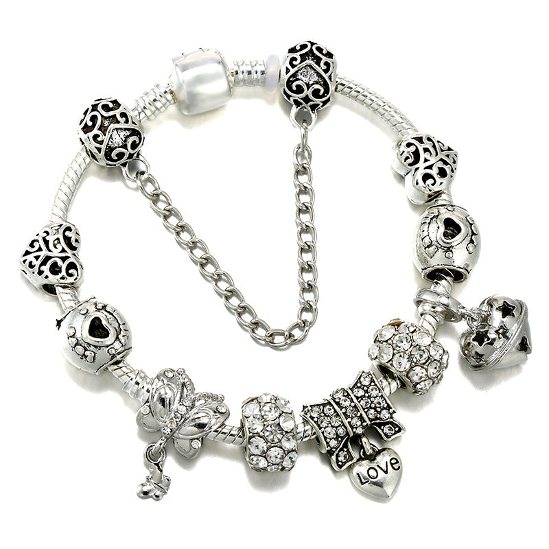 Heart Lock Key Letter Pendant Women's Bracelet