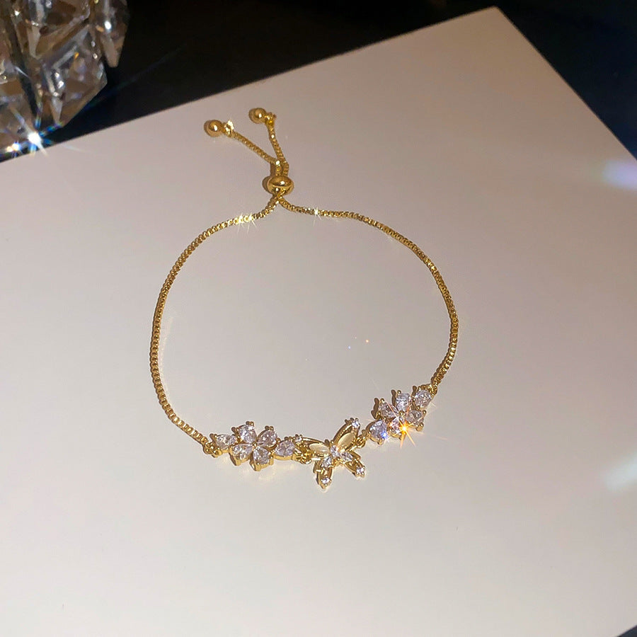 Flower Butterfly Pendant Bracelet For Women