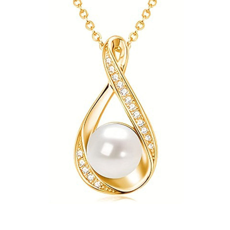 Simulated Pearl Jewelry Diamond Inlaid Clavicle Chain To Give Mom