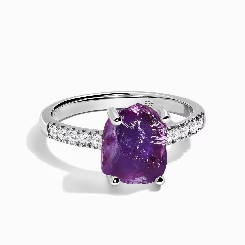 Fashion Raw Aquamarine Moonlight Women's Ring