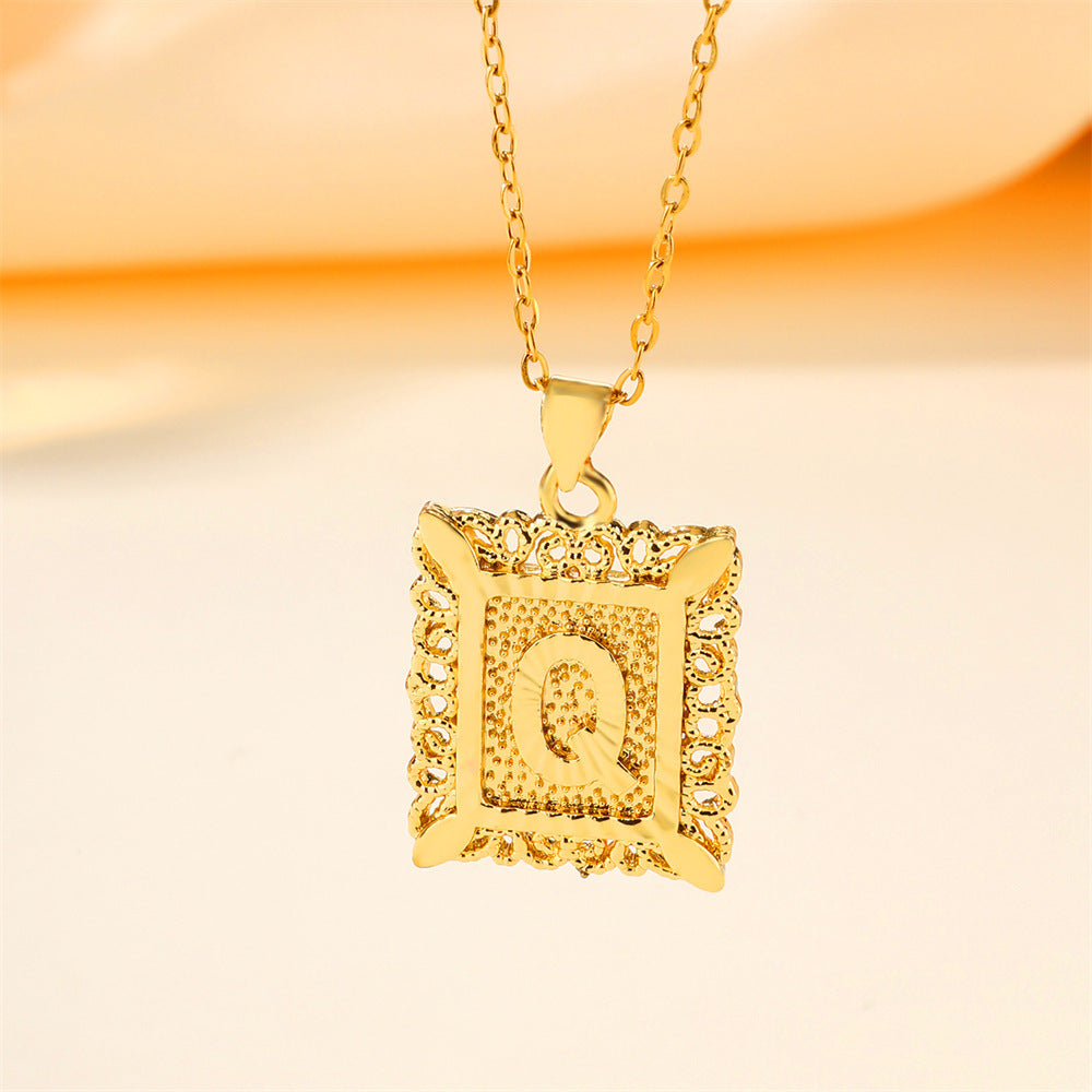 26 English Letters Stainless Steel Necklace