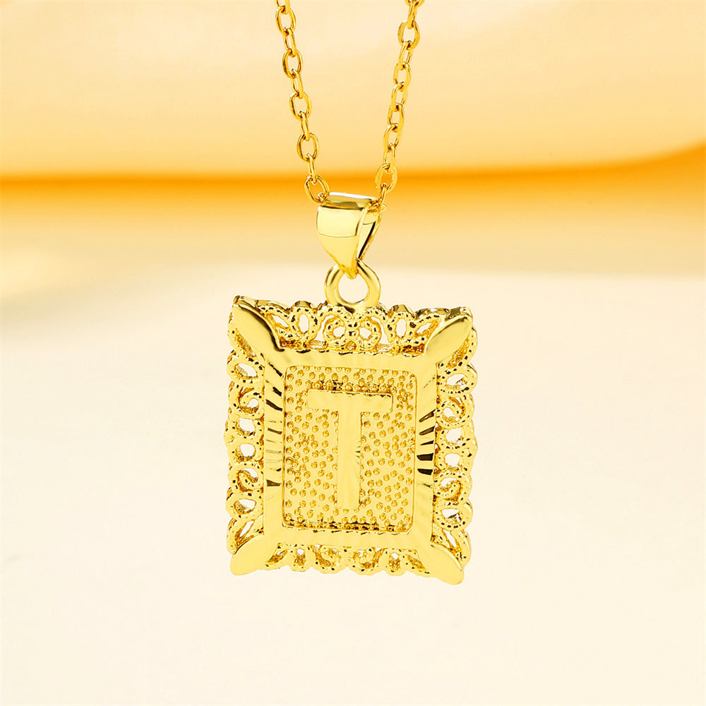 26 English Letters Stainless Steel Necklace
