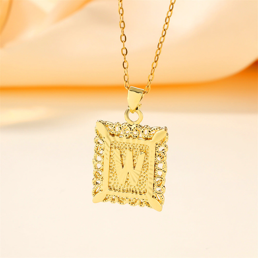 26 English Letters Stainless Steel Necklace