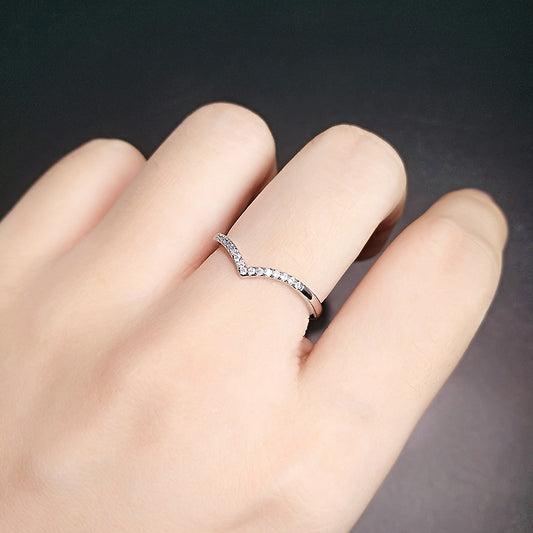 V-shaped Gang Drill Zircon Ring For Women