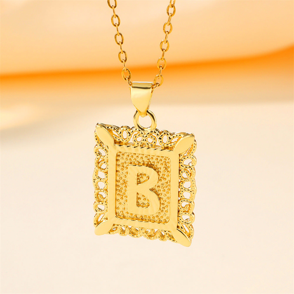 26 English Letters Stainless Steel Necklace