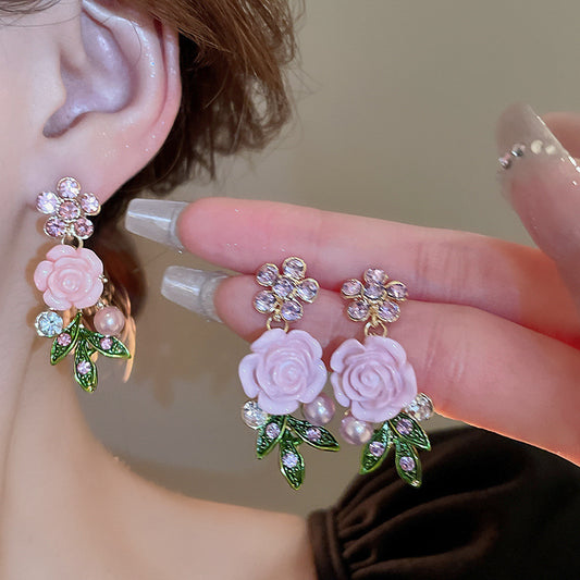Fashion Personality Camellia Flower Earrings For Women