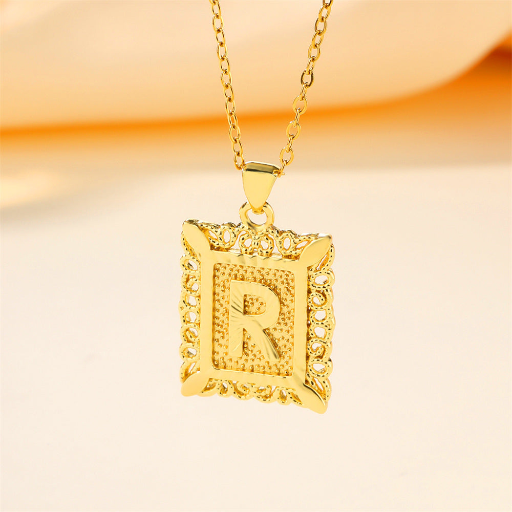 26 English Letters Stainless Steel Necklace