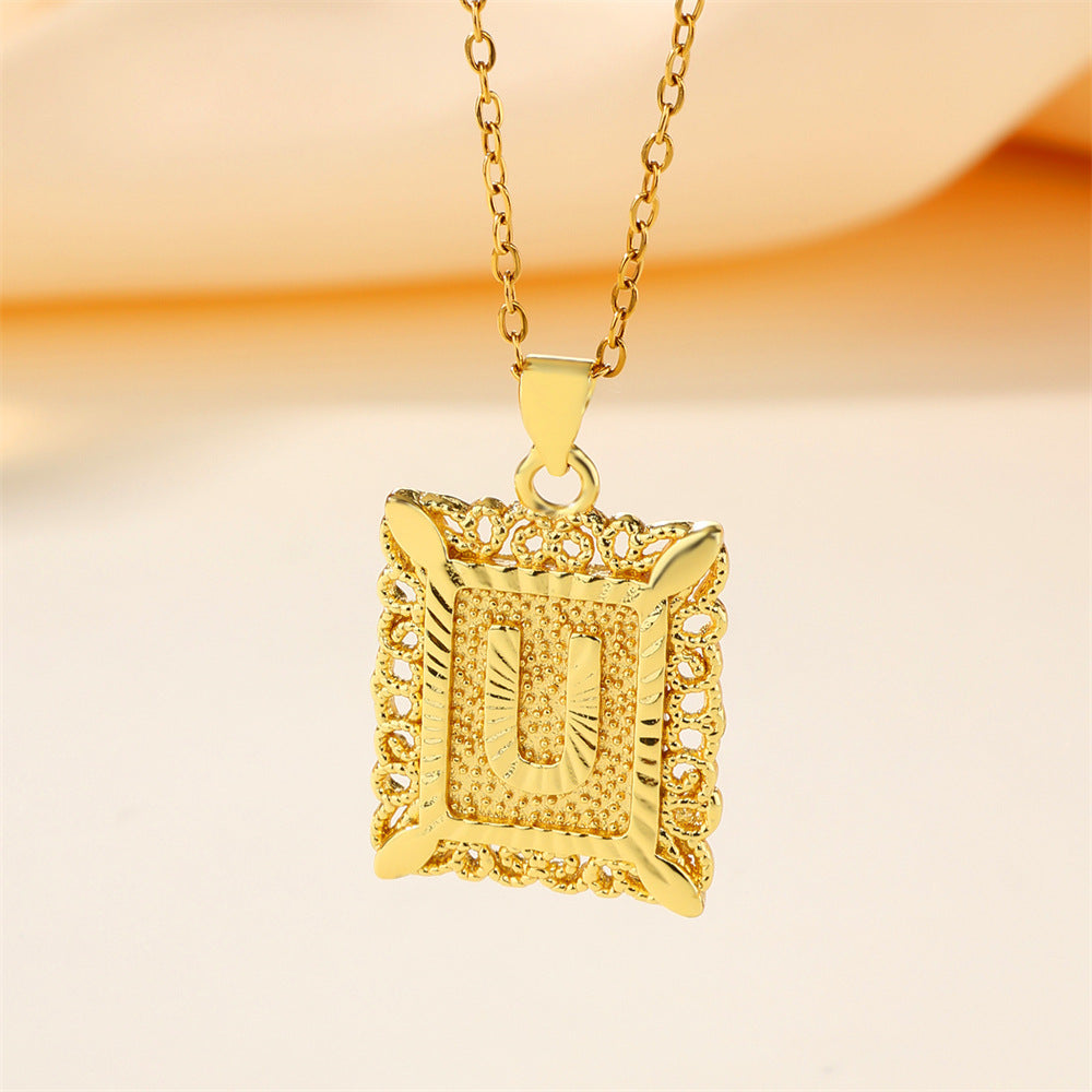 26 English Letters Stainless Steel Necklace