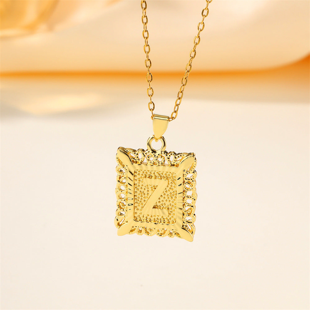26 English Letters Stainless Steel Necklace