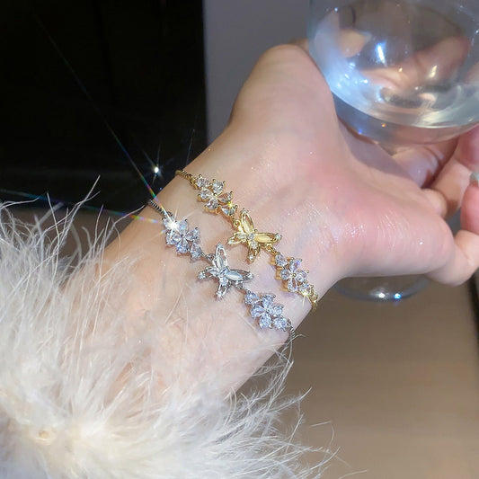 Flower Butterfly Pendant Bracelet For Women