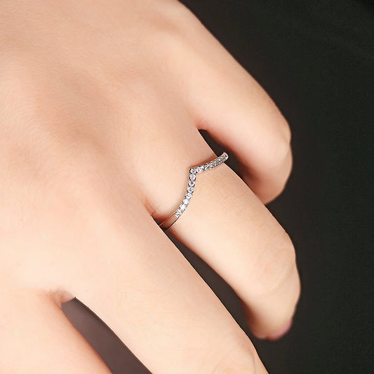 V-shaped Gang Drill Zircon Ring For Women