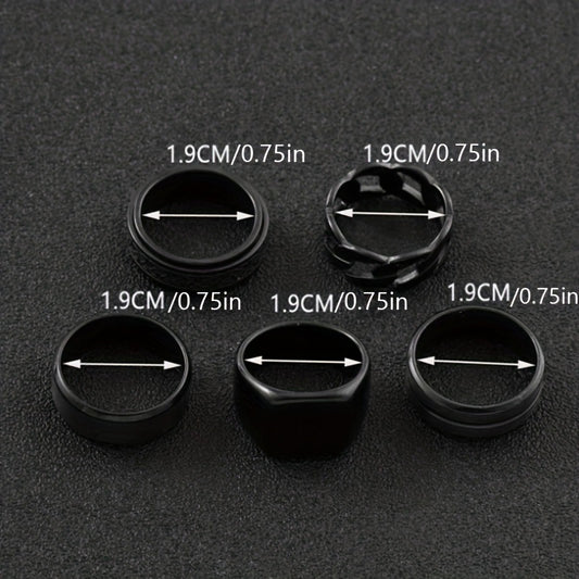 Stainless Steel Ring Five-piece Set Rotatable Decompression Ring Simple Advanced