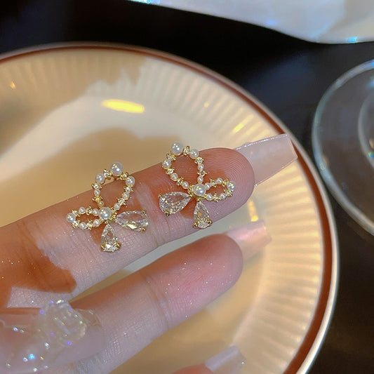 Super Zircon High-grade Earrings Light Luxury Niche Online Red