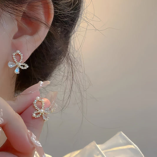 Super Zircon High-grade Earrings Light Luxury Niche Online Red