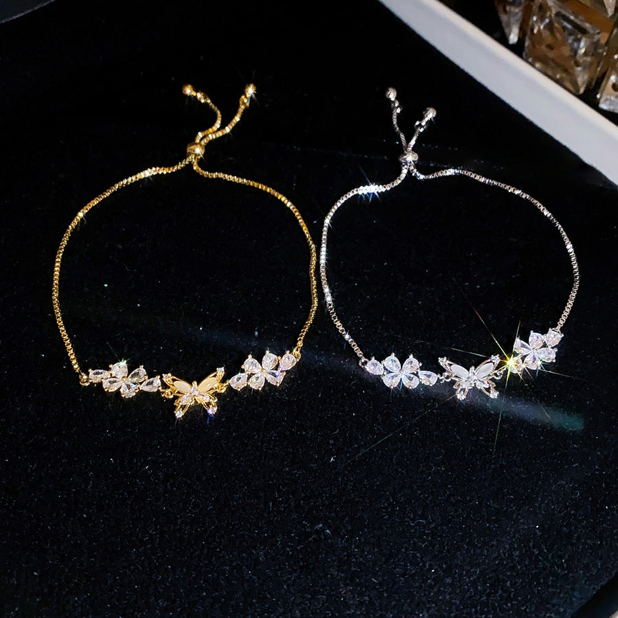 Flower Butterfly Pendant Bracelet For Women