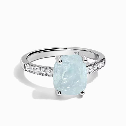 Fashion Raw Aquamarine Moonlight Women's Ring