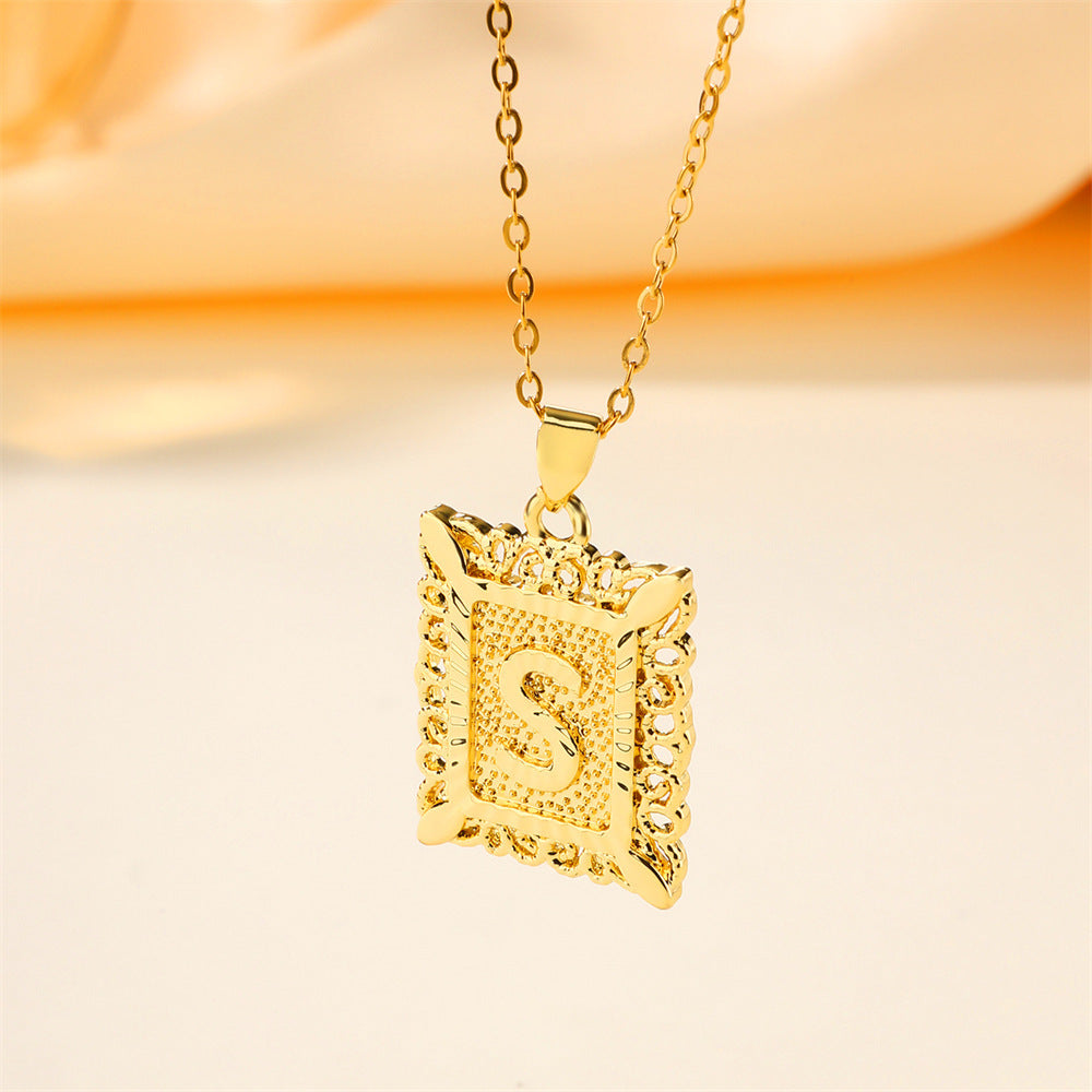 26 English Letters Stainless Steel Necklace