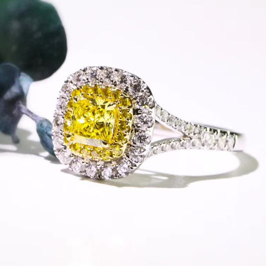 Women's Micro Inlaid Zircon Artificial Diamond Ring Princess