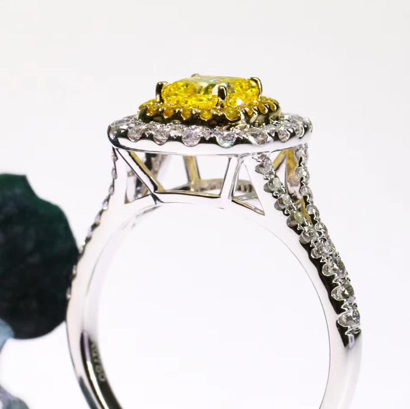 Women's Micro Inlaid Zircon Artificial Diamond Ring Princess
