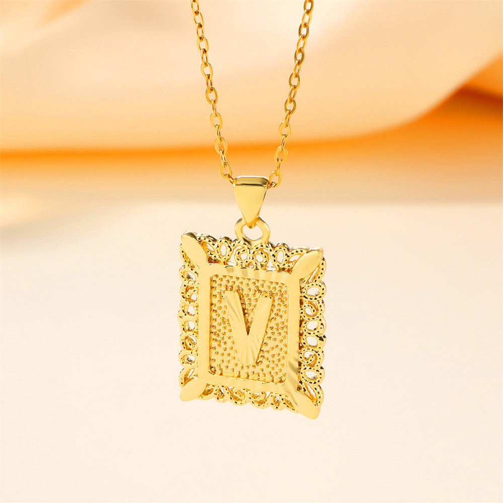 26 English Letters Stainless Steel Necklace